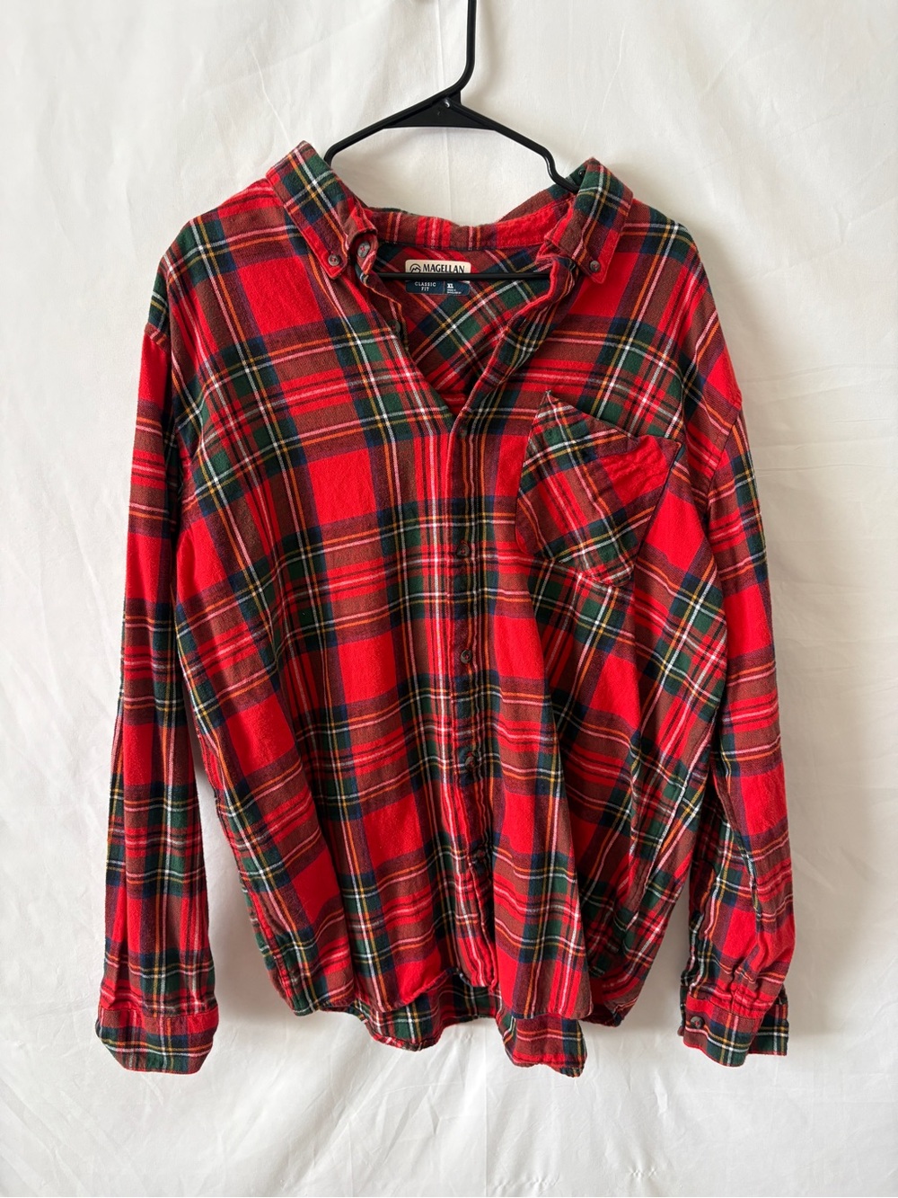 Magellan Outdoors Flannel Red Plaid Button-Up Shirt